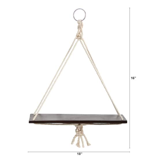 18" x 16" Hand Crafted Macrame Wall Hanging with Wooden Shelf